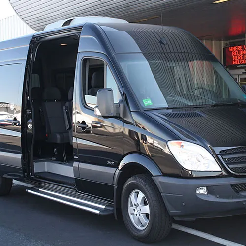Mercedes Sprinter van for proposal guests in Santorini